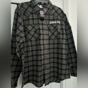 Fanatics Eagles Black and Gray Plaid Men's Shirt